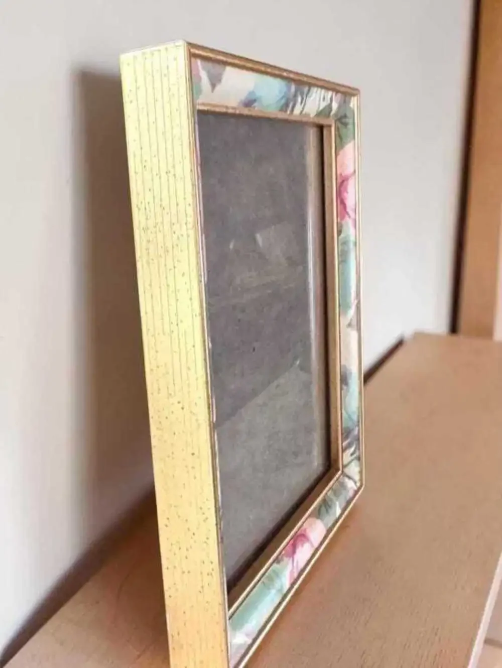 Vintage Rose Chintz Fabric Gold Frame 5x7 Cottage Floral Picture Frame